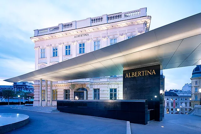 The Albertina with the modern roof of its entrance, in Vienna