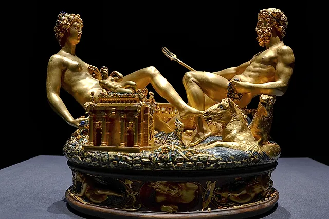 Benvenuto Cellini's gold salt cellar, the Saliera, in the Kunstkammer